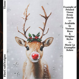Papier Mousseline Rudolph le Renne au Nez Rouge Fantaisiste EJ1 Déco