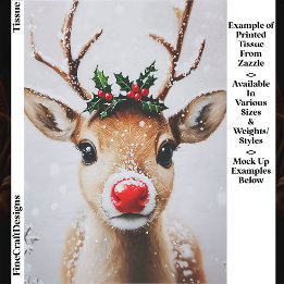 Papier Mousseline Rudolph le Renne au Nez Rouge Fantaisiste EJ2 Déco