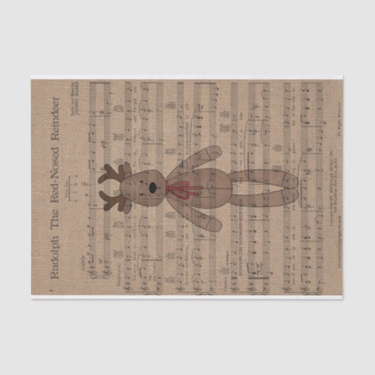 Papier Mousseline Rudolph Red Nez Reindeer Teddy Bear (Recto)