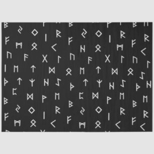Papier Mousseline Runes viking blanches sur Arrière - plan noir