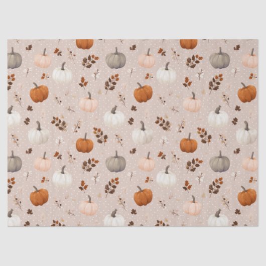 Papier Mousseline Russe Citrouilles d'automne et feuilles d'automne (Recto)