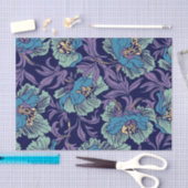 Papier Mousseline Russe Floral Poussière bleu, Turquoise et violet D (Artisanat)