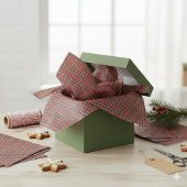 Papier Mousseline Russe Noël Holiday Red Tartan Plaid