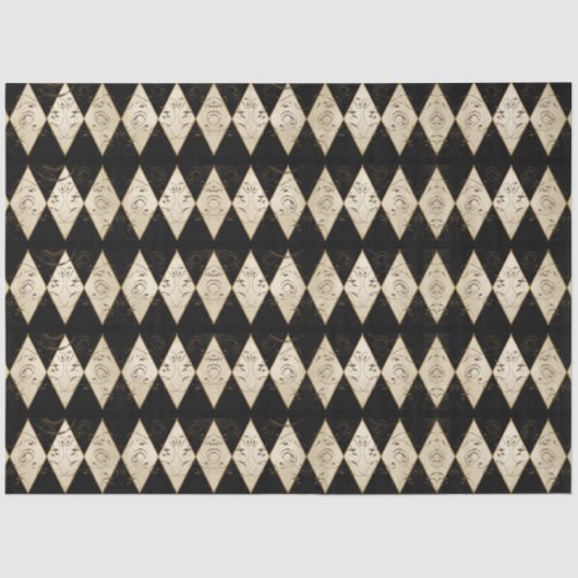 Papier Mousseline Russe Pays Arlequin Noir et Découpage Tan (Recto)