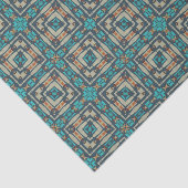 Papier Mousseline Rust Orange Aqua Turquoise Turquoise Taupe mosaïqu (Détail)