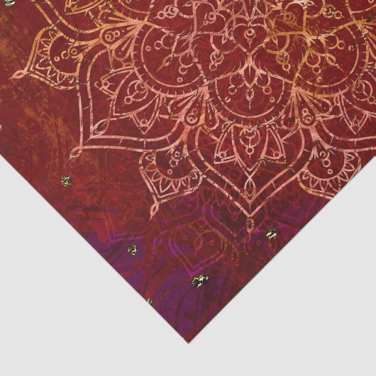Papier Mousseline Rust Red Mandala Gold Glam (Détail)