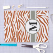 Papier Mousseline Rust Red Safari Zebra avec monogramme (Artisanat)
