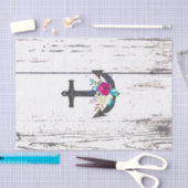 Papier Mousseline Rustic Beach Anchor & Bold Floral Summer Nautical (Artisanat)