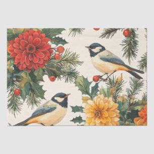 Papier Mousseline Rustic Bird et Poinsettia Motif de Noël (9)