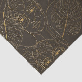 Papier Mousseline Rustic Botanical Face Line Pattern (1) (Détail)