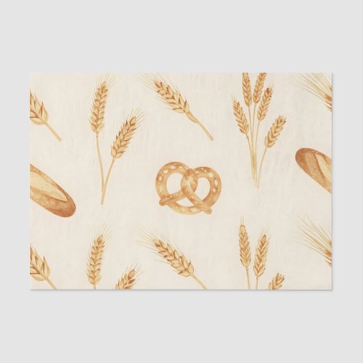Papier Mousseline Rustic Bread & Wheat Seamless Pattern (Recto)