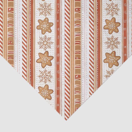 Papier Mousseline Rustic Christmas Candy Cane & Gingerbread Pattern (Détail)