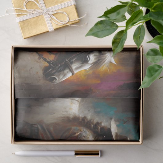 Papier Mousseline Rustic Cowgirl with White Horse Decoupage (Cadeau)