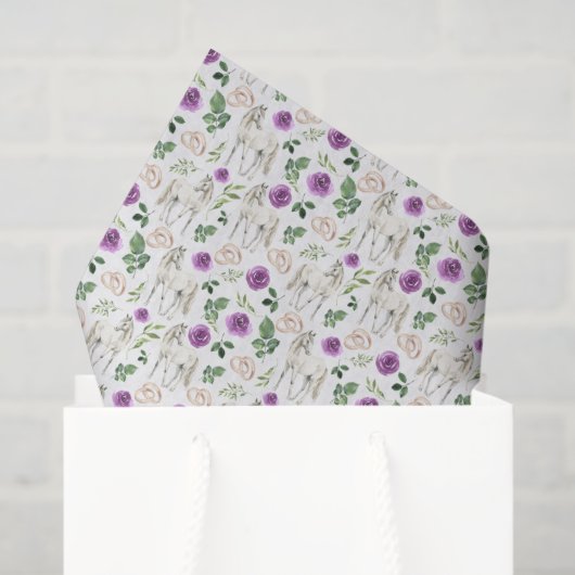 Papier Mousseline Rustic Equestrian Floral Purple Tissue Paper (Sac cadeau)