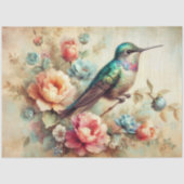 Papier Mousseline Rustic Farmhouse Floral Hummingbird Decoupage (Recto)