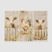 Papier Mousseline Rustic Farmyard Cow Rooster Pig FD1 Decoupage (Recto)