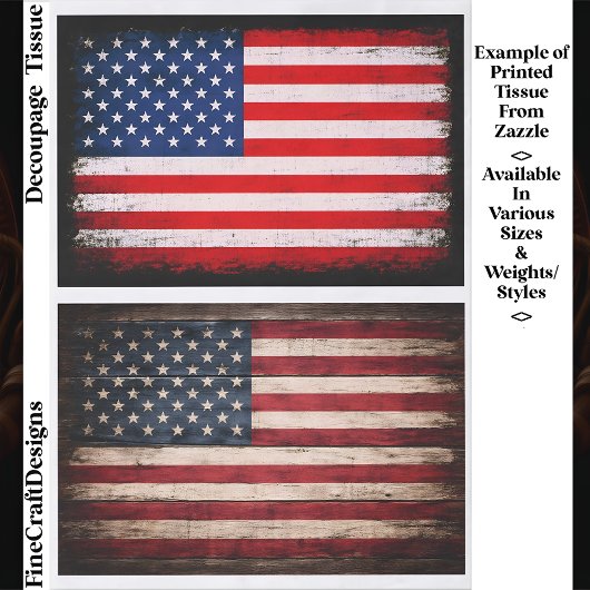 Papier Mousseline Rustic & Grunge American Flag Pair EW9 Decoupage