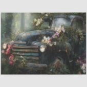 Papier Mousseline Rustic Midnight Floral Truck Decoupage (Recto)