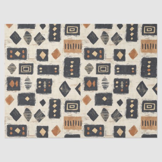 Papier Mousseline Rustic Mudcloth Geometric Pattern (2) (Recto)