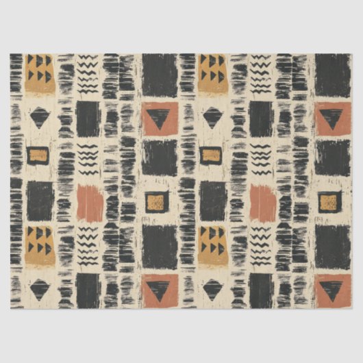 Papier Mousseline Rustic Mudcloth Geometric Pattern (3) (Recto)