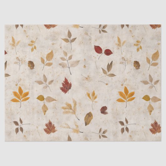 Papier Mousseline Rustic Pressed Leaves Pattern –Autumn Botanical 10 (Recto)