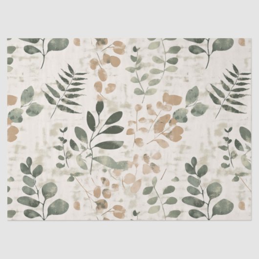 Papier Mousseline Rustic Pressed Leaves Pattern –Autumn Botanical 15 (Recto)