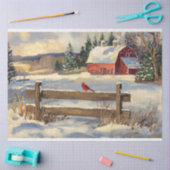 Papier Mousseline Rustic Red Barn Cardinal Bird Farmhouse Decoupage (Artisanat)