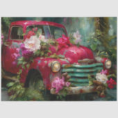 Papier Mousseline Rustic Red Floral Truck Decoupage (Recto)