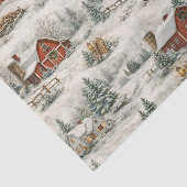Papier Mousseline Rustic Snow Covered Farmhouse Winter Pattern (Détail)
