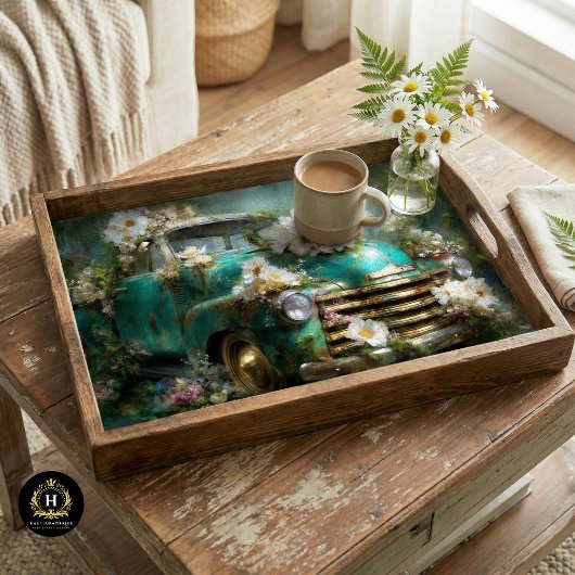 Papier Mousseline Rustic Turquoise Floral Truck Decoupage