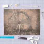 Papier Mousseline Rustic Western Vieux Sepia Croquis Art Wagon Wheel (Artisanat)