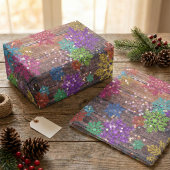Papier Mousseline Rustic Wood Colorful Glitter Snowflakes Christmas
