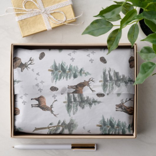 Papier Mousseline Rustic Woodland Forest Deer/Buck Christmas (Cadeau)