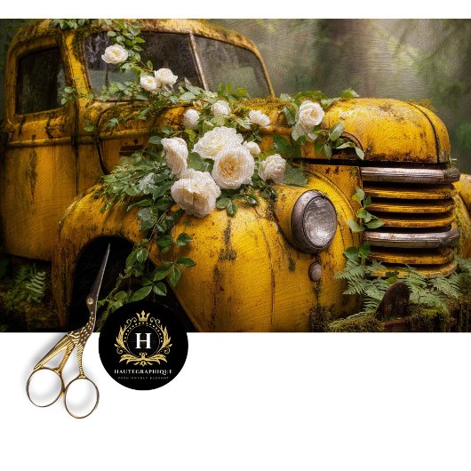 Papier Mousseline Rustic Yellow Rose Truck Decoupage