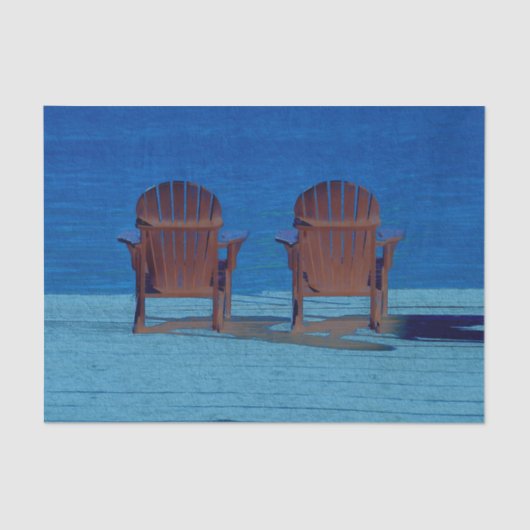 Papier Mousseline Rustique Adirondack Brown Plages Chaises Bleu Océa (Recto)
