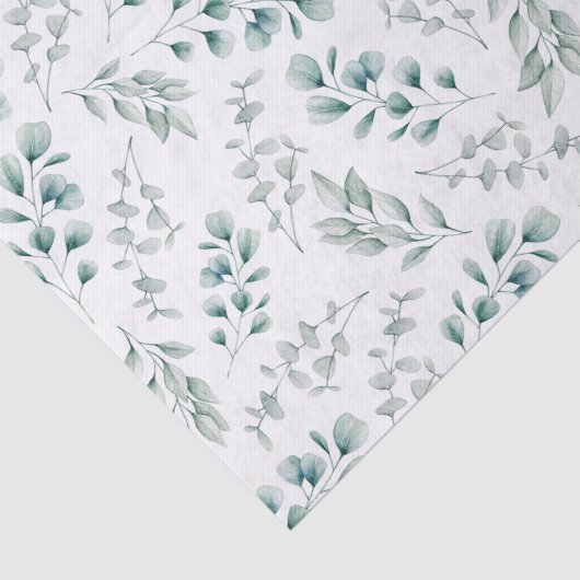 Papier Mousseline Rustique Aquarelle Verdure Eucalyptus Motif (Détail)