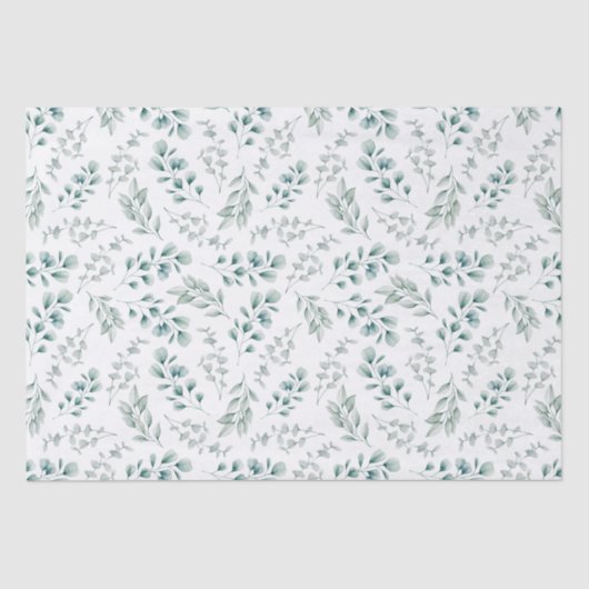 Papier Mousseline Rustique Aquarelle Verdure Eucalyptus Motif (Recto)