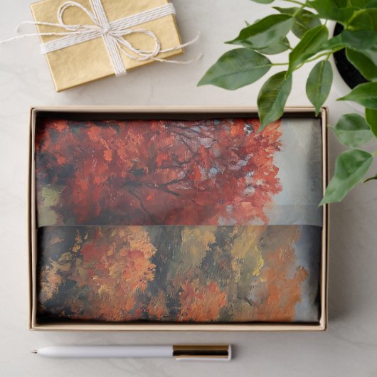 Papier Mousseline Rustique Blanc Grange Autumnal Arbres Découpage (Cadeau)