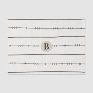 Papier Mousseline Rustique Boho Chic Baby shower moderne Kraft Monog