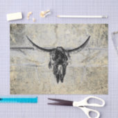 Papier Mousseline Rustique Crâne de vache Occidentale Texture noire  (Artisanat)