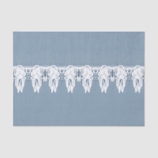 Papier Mousseline Rustique Dusty Bleu Blanc Western Motif de crâne t (Recto)