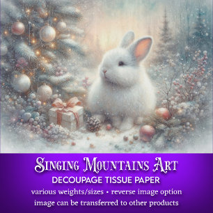 Papier Mousseline Rustique hiver Rabbit Noël Woodland Découpage