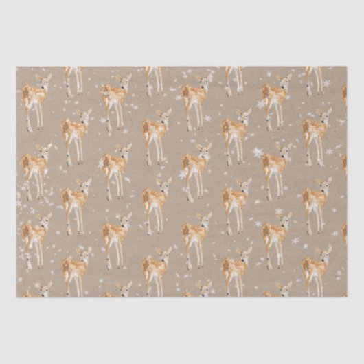Papier Mousseline Rustique Kraft Élégant Snowy Winter Animaux Doiven (Recto)
