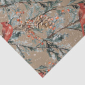 Papier Mousseline Rustique Kraft Red Cardinal Juniper Branches Berri (Détail)