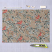 Papier Mousseline Rustique Kraft Red Cardinal Juniper Branches Berri (Artisanat)