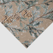 Papier Mousseline Rustique Kraft Snowy Blue Juniper Branches et cône (Détail)