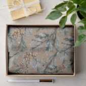 Papier Mousseline Rustique Kraft Snowy Blue Juniper Branches et cône (Cadeau)