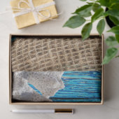 Papier Mousseline Rustique Nautique Bleu Burlap Starfish (Cadeau)