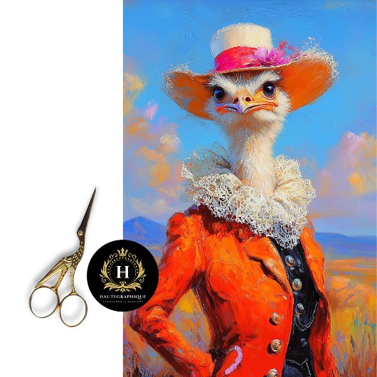 Papier Mousseline Rustique Orange Elégance Ostrich Printemps Floral