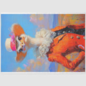 Papier Mousseline Rustique Orange Elégance Ostrich Printemps Floral (Recto)